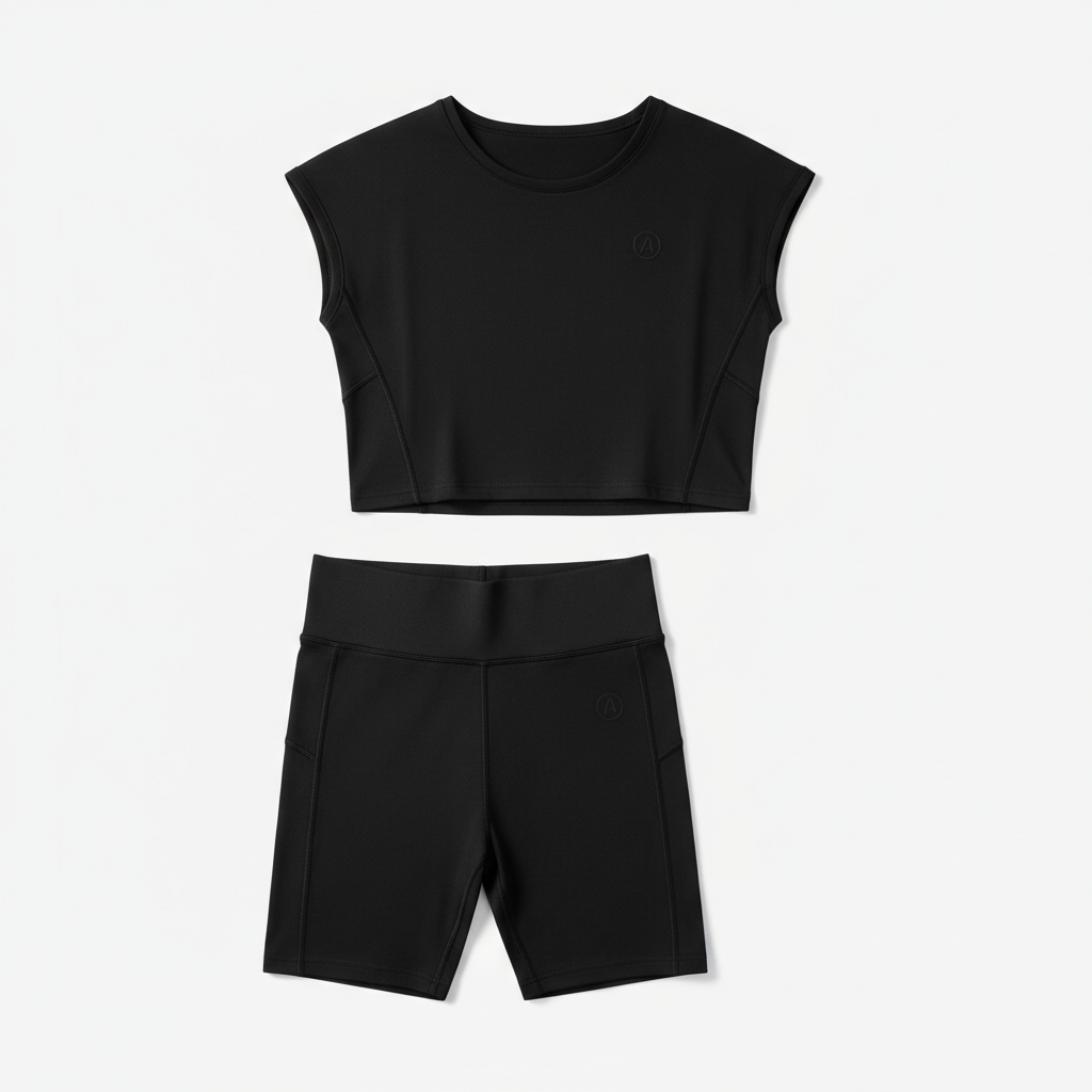 Black Biker Short Set