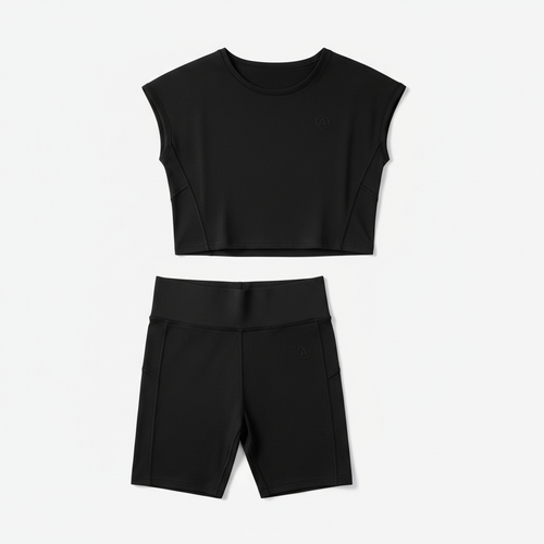 Black Biker Short Set